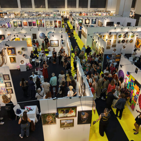 Aerial view of the IAAF art fair floor in Izmir
